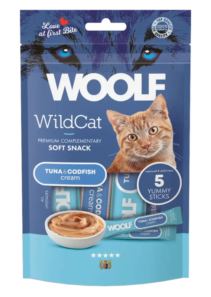 Woolf Wildcat Regular Cream : Tuna & Codfish - 5 Stuks