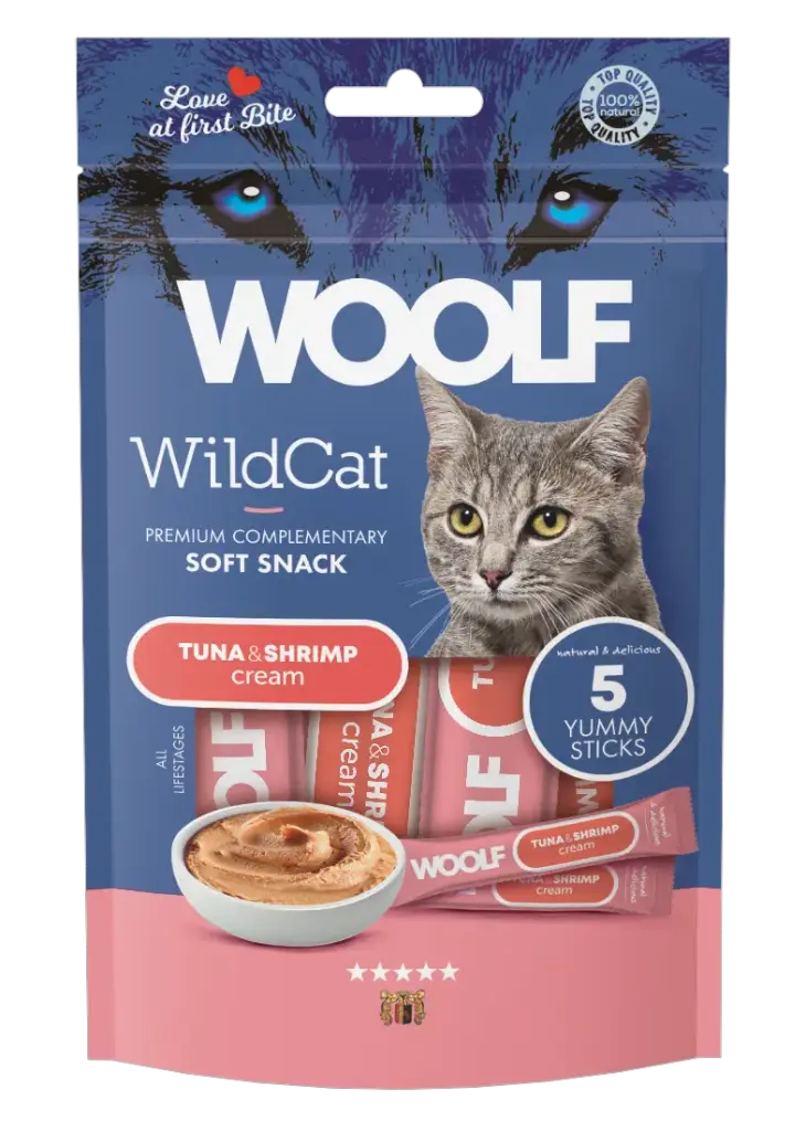 Woolf Wildcat Regular Cream : Tuna & Shrimp - 5 Stuks